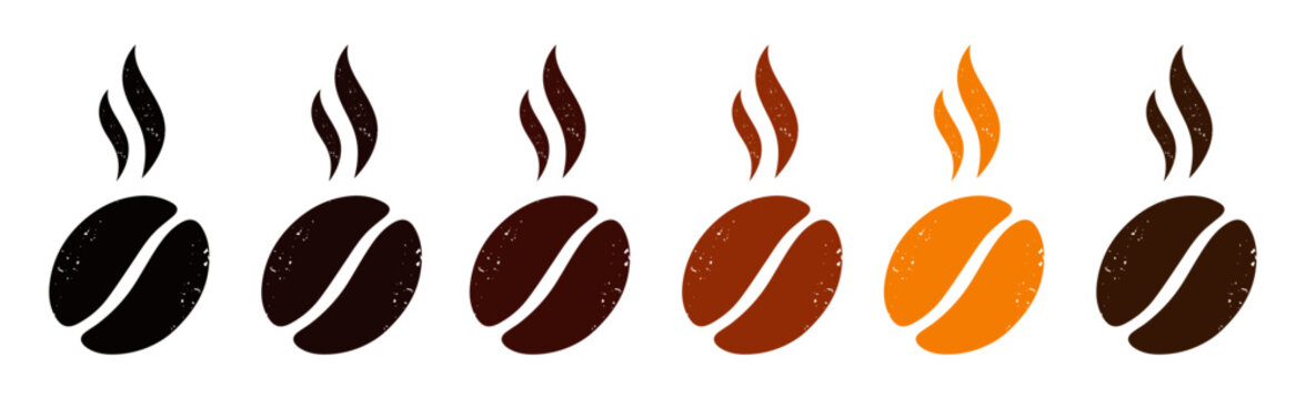 set of coffee beans with flames