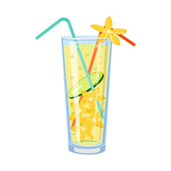 Vector illustration of lemonade and glass symbol. Set of lemonade and lime stock vector illustration.