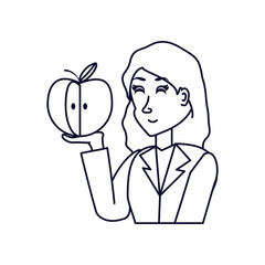 business woman with delicious apple fruit