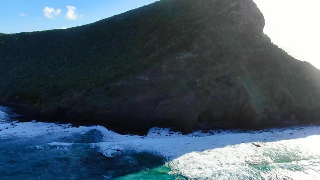 Stunning aerial 4k drone footage of Malabar Hill and the steep north coast cliffs of Lord Howe Island, a pacific subtropical island in the Tasman Sea between Australia and New Zealand. 