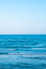 Fototapeta na wymiar Landscape image of tropical white beach with blue sky background