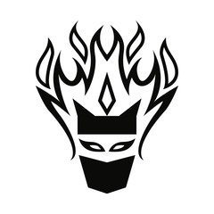 line art fire ninja mascot logo design illusration concept