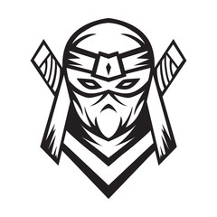 line art ninja mascot logo design illusration concept
