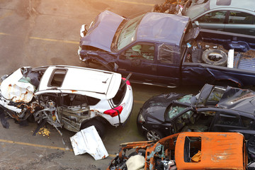 the image of crashed cars parking aerial