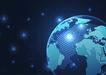 Global network connection. World map point and line composition concept of global business. Vector Illustration