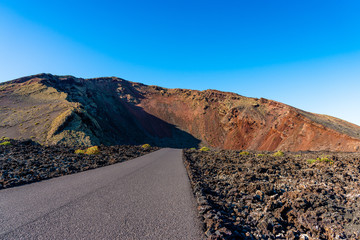 Timanfaya National Park, mountains of fire Lanzarote, Canary Islands, Spain. Unique panoramic view...