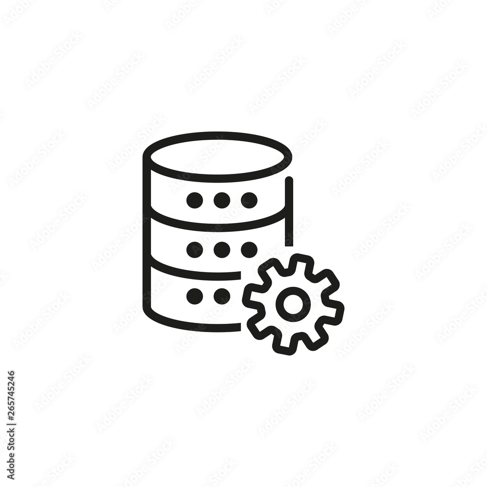 Poster technical data line icon. data development, database setup, data server setting. database concept. v