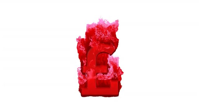 Symbol pound sign inflames with dark fire, then burns. In - Out loop. Alpha channel Premultiplied - Matted with color white