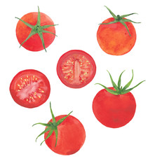  watercolor red tomatoes
