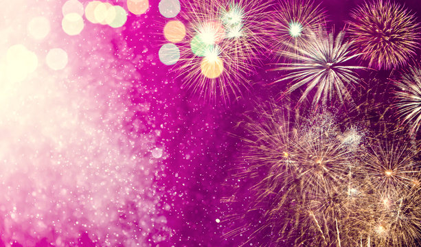 Abstract Colorful Pink background with firework ,background with copy space