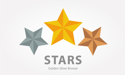 Golden,Silver and Bronze Stars illustration Vector