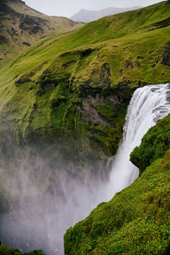 Top view Skogafoss waterfall, Iceland