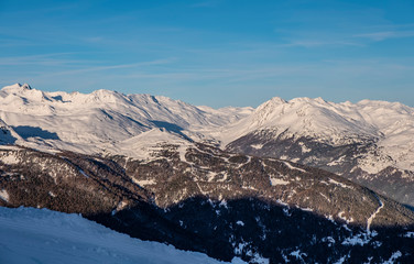 Beautiful mountains and rocks around Bormio, Sondrio, Italy. Alps, sunny winter day.