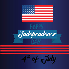 Blackguard for 4th of July with american flag and Confetti.USA independence day celebration with American flag.USA 4 th of July promotion advertising banner template - Vector