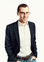 Handsome Business man isolated over white background.