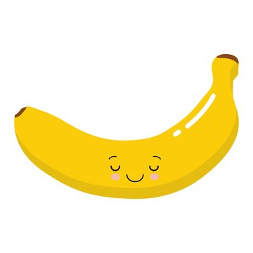Funny happy cute happy smiling banana. Vector flat cartoon kawaii character illustration icon. Isolated on white background.