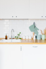 View on white kitchen in scandinavian style