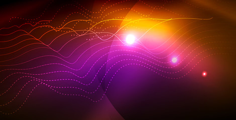 Color neon lights with waves abstract background