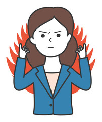 スーツを着た怒る女性