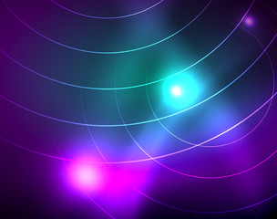 Neon circles abstract background