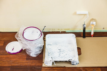White paint with essentials equipment