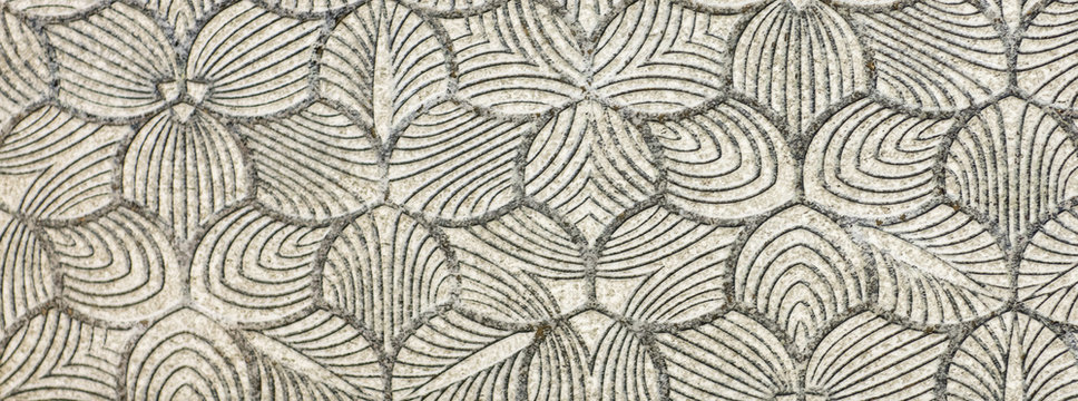 marble kitchen wall tile with abstract mosaic geometric pattern, vintage paper texture