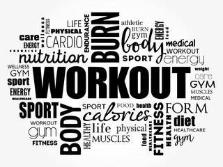 Fototapeta premium WORKOUT word cloud collage, fitness, health concept background
