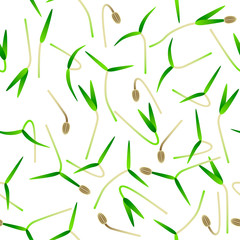 Microgreens Dill. Sprouting seeds of a plant. Seamless pattern. Vitamin supplement, vegan food.