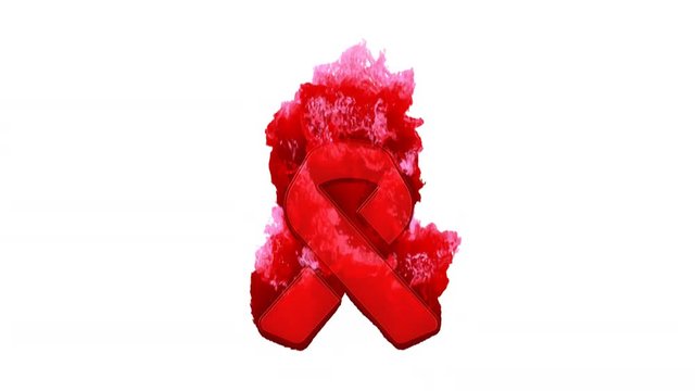 Symbol ribbon inflames with dark fire, then burns. In - Out loop. Alpha channel Premultiplied - Matted with color white