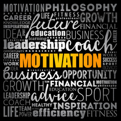 MOTIVATION word cloud collage, coaching concept background