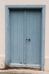 Plain wooden blue door