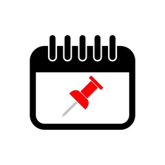 Calendar with a red push pin