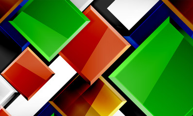 Bright colorful square shape blocks geometrical background