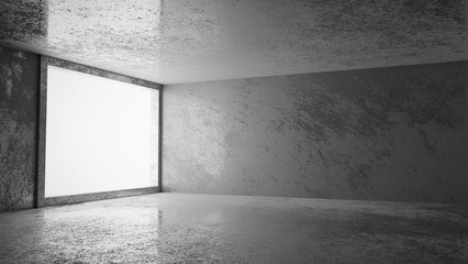 Abstract architecture grunge room interior loft style, Empty room with lighting 3d rendering.