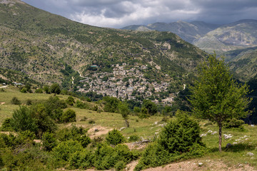 Traditional greek village Kalarrytes (Epirus, Greece).