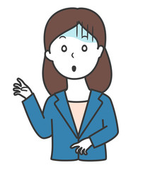 困惑してうろたえるスーツを着た女性