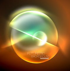 Vector glowing neon circles abstract background