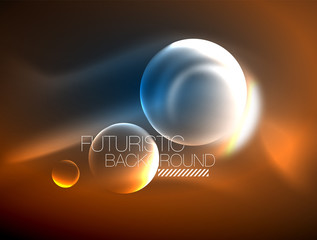 Blue neon bubbles and circles futuristic abstract background