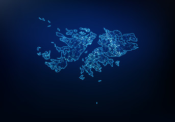 Abstract of falkland Islands map network, internet and global connection concept, Wire Frame 3D mesh polygonal network line, design sphere, dot and structure. Vector illustration eps 10.