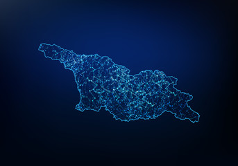 Abstract of georgia South Ossetia map network, internet and global connection concept, Wire Frame 3D mesh polygonal network line, design sphere, dot and structure. Vector illustration eps 10.