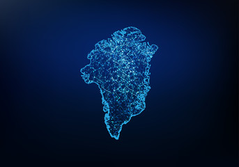 Abstract of greenland map network, internet and global connection concept, Wire Frame 3D mesh polygonal network line, design sphere, dot and structure. Vector illustration eps 10.