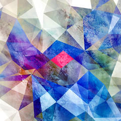 Abstract watercolor background with geometric color objects