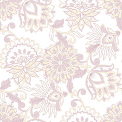 Fototapeta na wymiar Floral seamless pattern. Vintage background in batik style