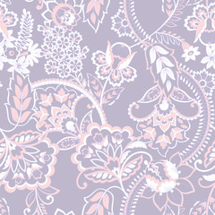 Floral Seamless vintage pattern. Vector background for textile design