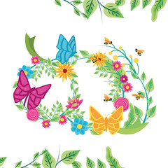 Obraz premium decoration of flowers with butterflies and leafs