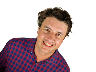 Obraz premium fresh natural portrait of young happy and successful man next door smiling confident and cheerful looking trustworthy and reliable in male positive face expression