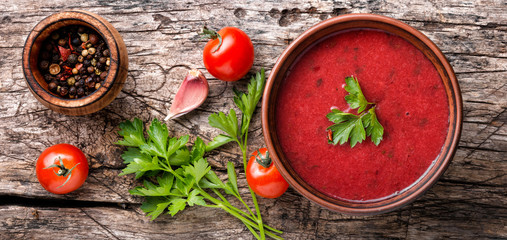 Traditional cold gazpacho soup