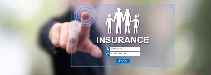 Man touching an insurance concept