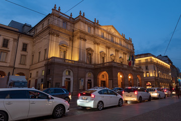 La Scala opera house in the night