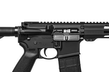 Modern automatic rifle isolated on white